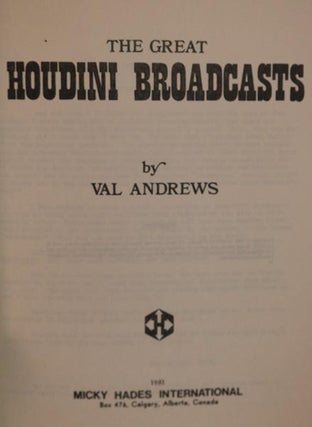 The Great Houdini Broadcasts