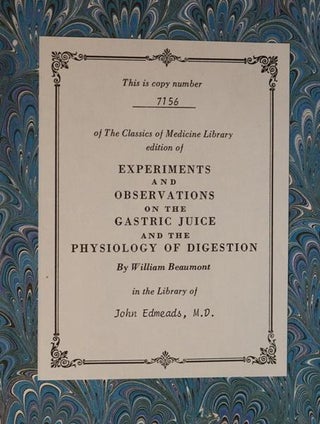 Experiments and Observations on the Gastric Juice and Physiology of Digestion