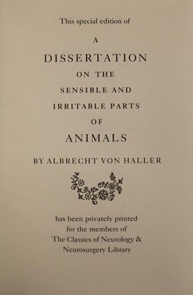 A Dissertation on the Sensible and Irritable Parts of Animals