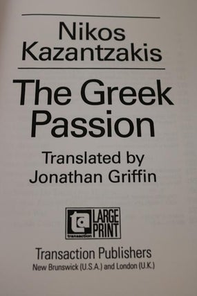 The Greek Passion. Translated By Jonathon Griffin.