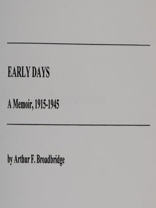 Early Days. a Memoir, 1915-1945