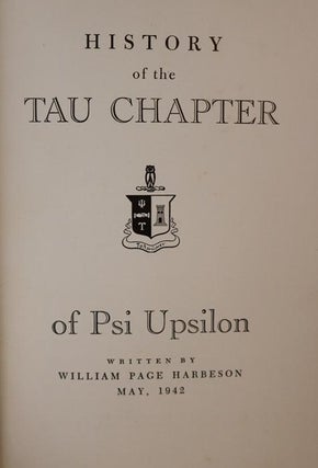 History of the Tau Chapter of Psi Upsilon