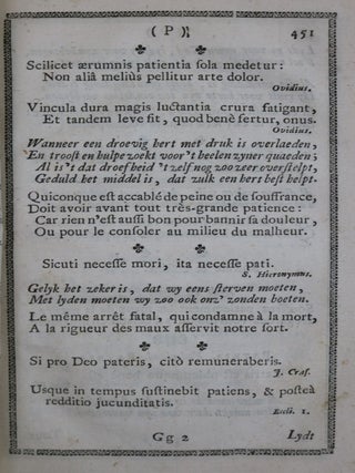 Thesaurus Documentorum Moralium...Schat Van Zedespreuken En Lessen...Tressor De Sentences et De Maximes Morales puisees dans differens auteurs tant facres que profanes, & traduites du latin en vers Francois