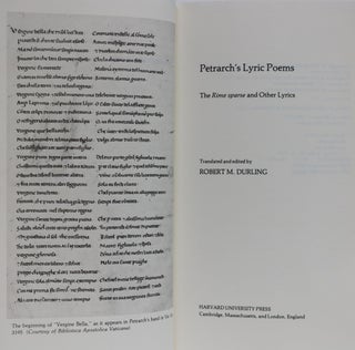Petrach's Lyric Poems. The Rime Sparse and Other Lyrics