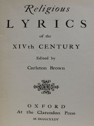 Religious Lyrics of the XIVth Century