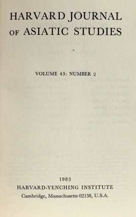 Harvard Journal of Asiatic Studies. Volume 43: Number 2