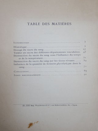 Sur Le Sucre Du Sang: Son Dosage, Ses Variations, Sa Destruction Par Le Temps, Par La Chaleur et par Les Tissus Vivants. Nouvelle Theorie Du Ferment Glycolitique