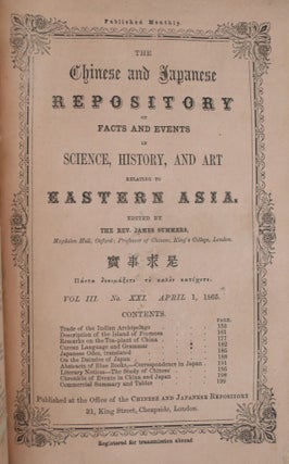 The Chinese and Japanese Repository of Facts and Events in Science, History, and Art Relating to Eastern Asia