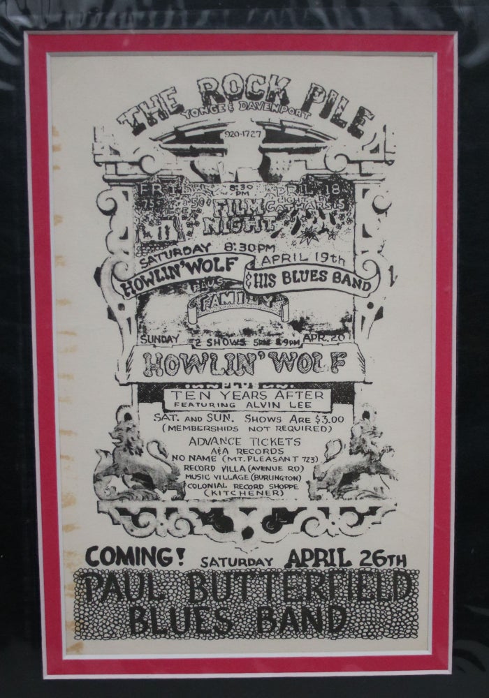 Item #007077 Toronto "Rock Pile" Concert Hall Handbill/Poster: Howlin' Wolf & His Blues Band Featuring Alvin Lee