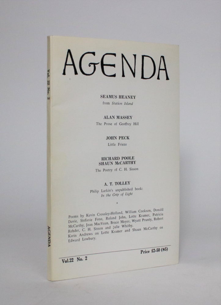 Item #007123 Agenda Vol. 22 No. 2. William Cookson, Peter Dale.