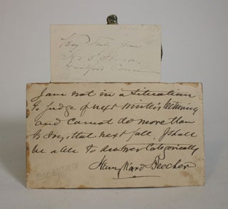 Item #008043 Autographed Notes By Harriet Beecher Stowe and Henry Ward Beecher. Together with...