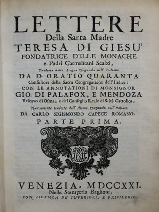 Lettere della Santa Madre Teresa di Giesù fondatrice delle monache e padri Carmelitani Scalzi