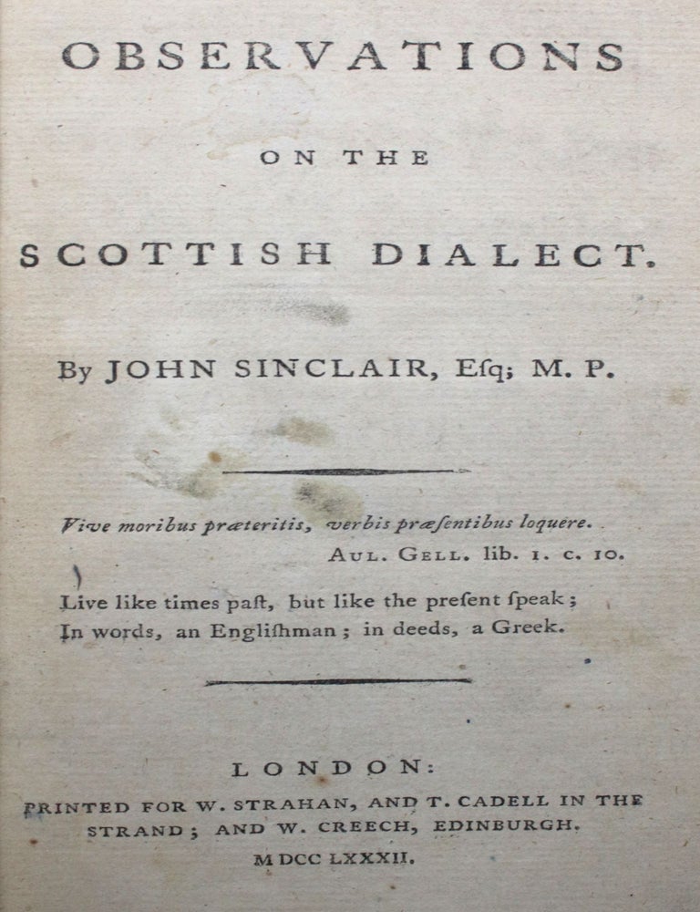 Item #009913 Observations on the Scottish Dialect. John Sinclair.