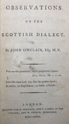 Item #009913 Observations on the Scottish Dialect. John Sinclair