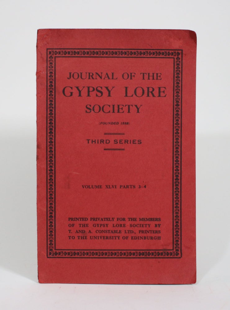 Item #009953 Journal of the Gypsy Lore Society: Third Series, Volume XLVI Parts 3-4. D. E. Yates.