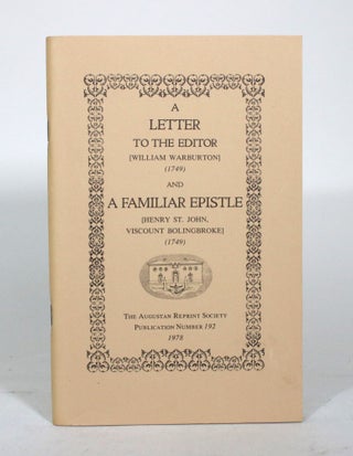 Item #012047 A Letter to the Editor of the Letters on The Spirit of Patriotism, &c. (1749), and A...