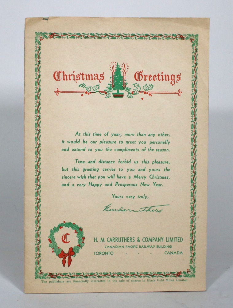 Item #012276 Christmas Greetings. H M. Carruthers, Company.