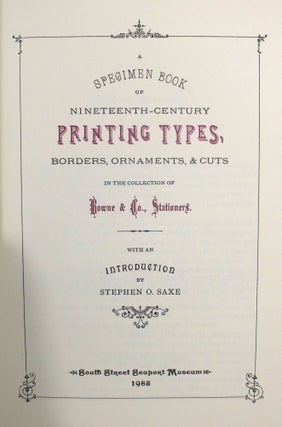 Item #012690 A Specimen Bok of Nineteenth-Century Printing Types, Borners, Ornaments & Cuts in...