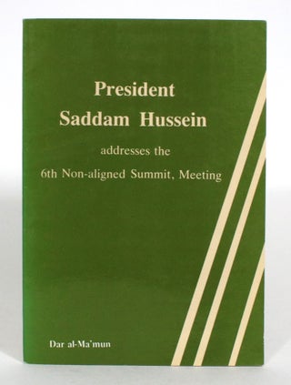 Item #013592 President Hussein addresses the 6th Non-aligned Summit, Meeting. Saddam Hussein