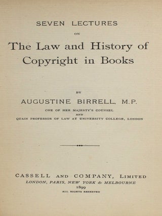 The Law and History of Copyright in Books