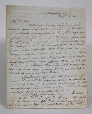 Item #014485 A long Autograph Letter Signed, to the Rev. I. Mann, describing his published works....