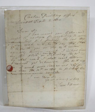 Item #014533 An Autograph Letter Signed, to the Rev. Wm. M'Kitrick, Methodist Chapel Oldham....