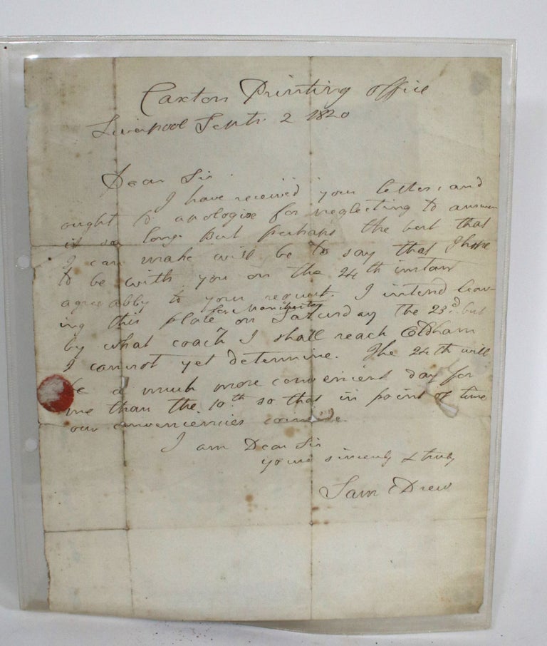 Item #014533 An Autograph Letter Signed, to the Rev. Wm. M'Kitrick, Methodist Chapel Oldham. Samuel Drew.