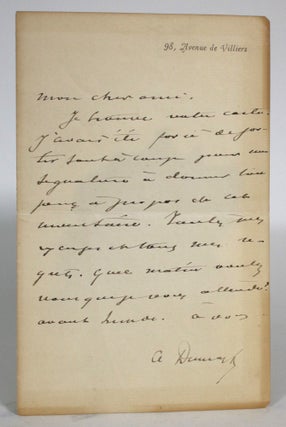 Item #014568 Alexandre Dumas Fils Letter. Alexandre Dumas, fils