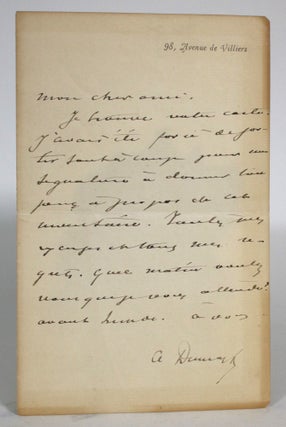 Item #014568 Alexandre Dumas Fils Letter. Alexandre Dumas, fils