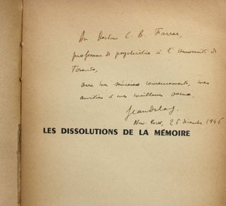 Item #014693 Les Dissolutions de la Memoire. Jean Delay