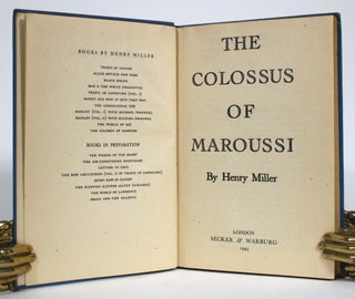 Item #014760 The Colossus of Maroussi. Henry Miller