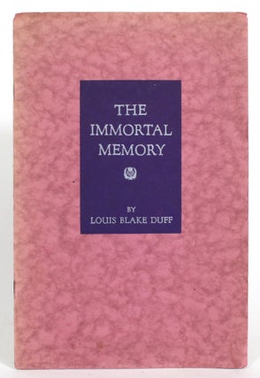 Item #014939 The Immortal Memory: An Address before the Burns Literary Society of Toronto,...