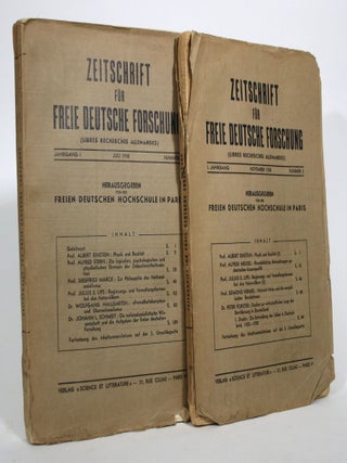 Item #016311 Zeitschrift fur Freie Deutsche Forschung (Libres Recherches Allemandes) [July &...