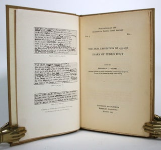 Item #017031 The Anza Epedition of 1775-1776: Diary of Pedro Font. Pedro Font, Frederick J. Teggart