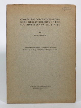 Item #017182 Concealing Coloration Among Some Desert Rodents of the Southwestern United States....