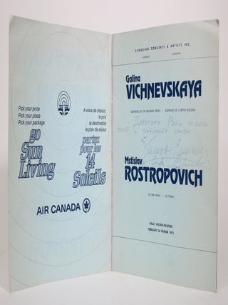 Recital Programme: Canadian Concerts & Artists Inc. Presents Galina Vichnevskaya, Soprano of the Bolshoit Opera; Mtsilav Rostropovich at the Piano. 24th February, 1975. [SIGNED BY BOTH ARTISTS]