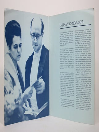 Recital Programme: Canadian Concerts & Artists Inc. Presents Galina Vichnevskaya, Soprano of the Bolshoit Opera; Mtsilav Rostropovich at the Piano. 24th February, 1975. [SIGNED BY BOTH ARTISTS]